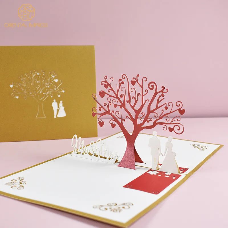 Wholesale 3D Popup Love Couple Wedding Day Invitation Card Valentine Card