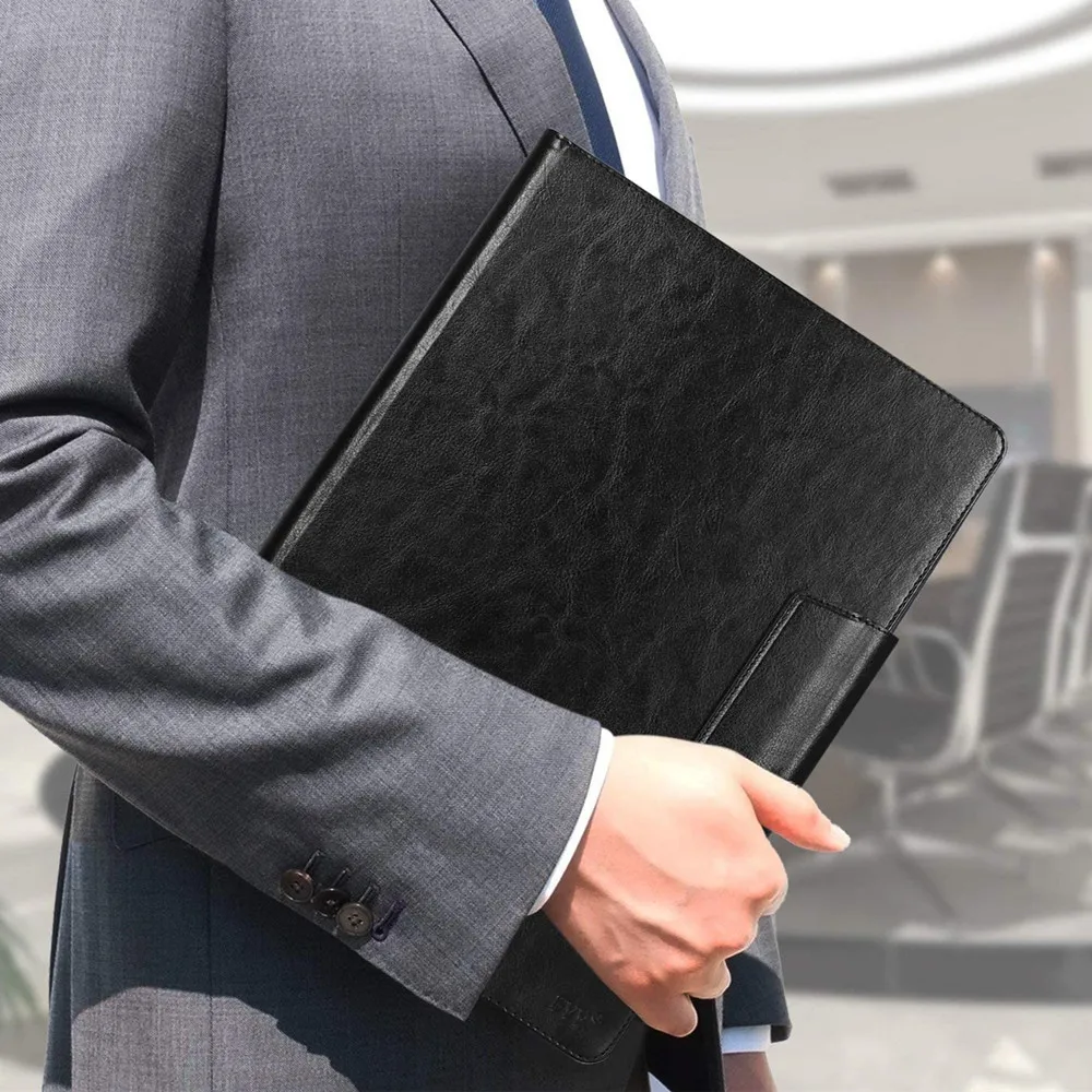 
Pencil Holders Premium Leather Business Document Organizer Resume Portfolio Folder for Office School 