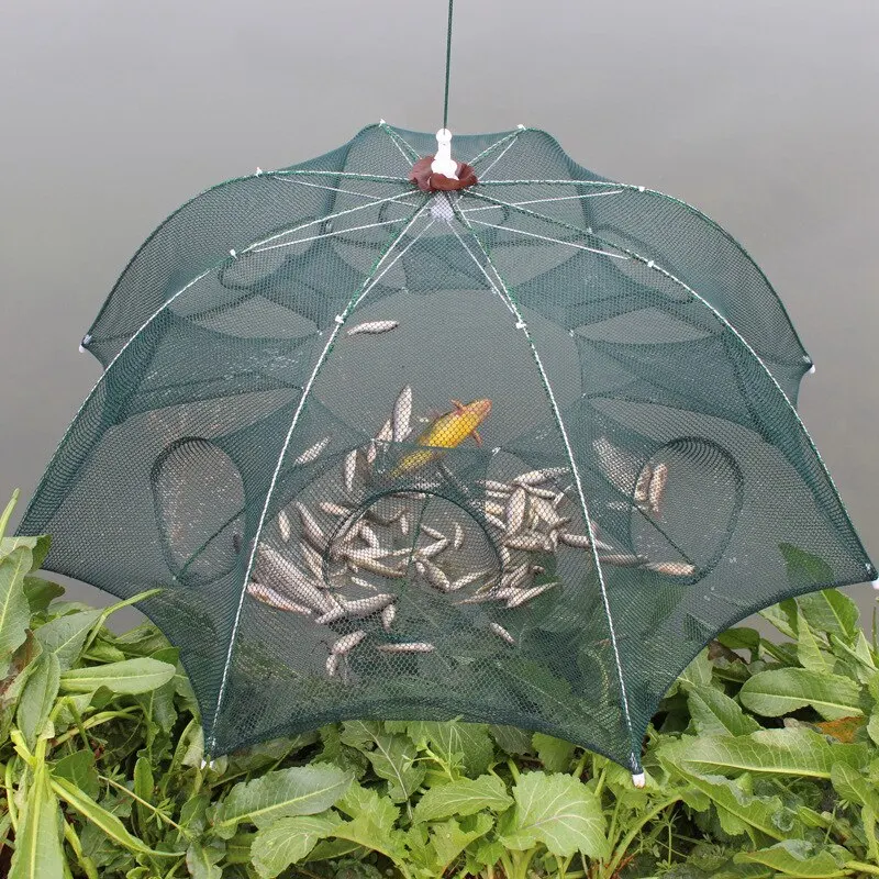 Strengthened 4/6/8 Holes Automatic Fishing Net Foldable Fish Trap Cast Net Cast Folding Fishing Net Shrimp Cage Nylon Gift Box