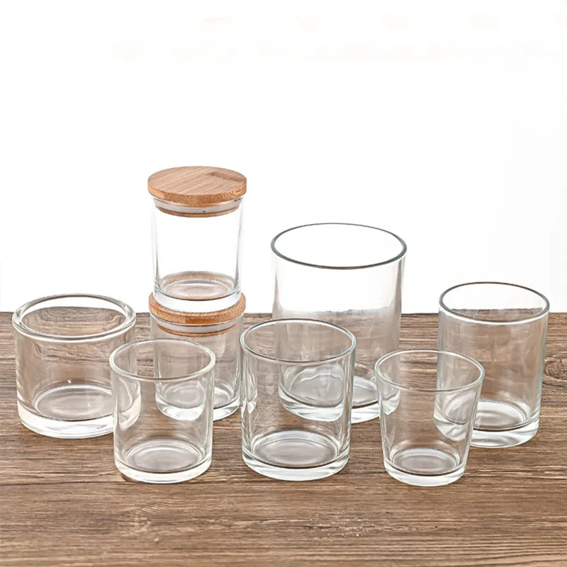 Most Popular Wide Mouth Clear Glass Candle Jar 2oz 4oz 6oz 14oz 16oz Empty Candle Container Glass Jar with Lid  For Home Use