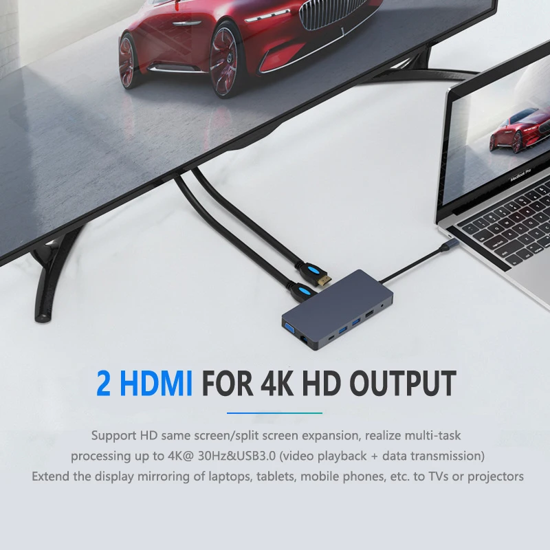 Лидер продаж USB-концентратор оптовая продажа высокоскоростная алюминиевая док-станция USB 3 0 с 12 портами типа C адаптер для
