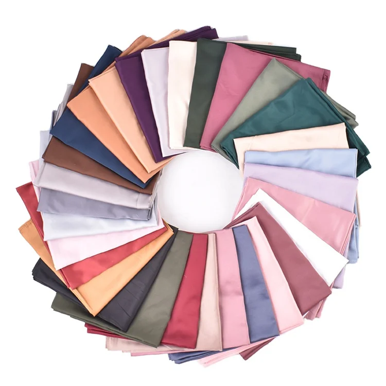 Wholesale Fashion Plain Malaysian Indonesia Monochrome Large Wide Shawls Hijabs Solid 30colors Satin Long Silk Scarf Headscarves