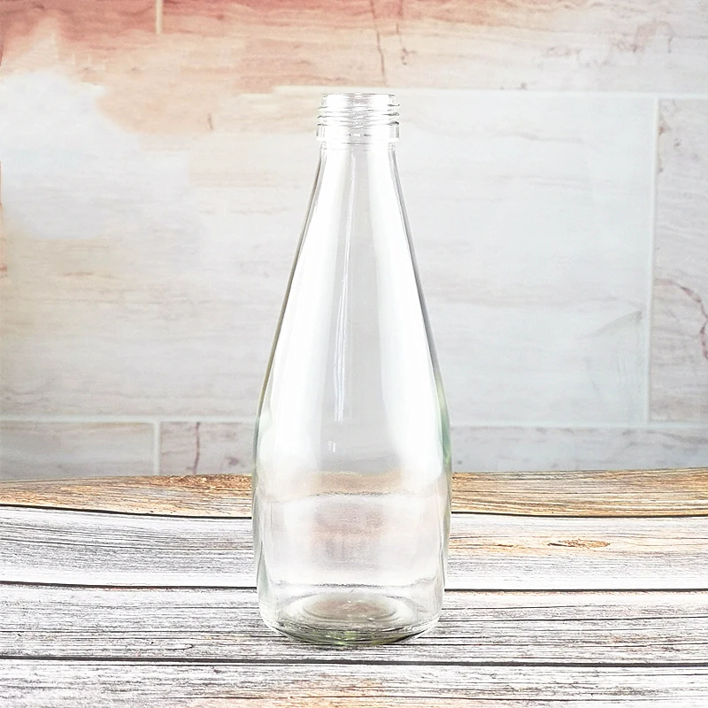 Clear Bottle Juice Beer Glass Bottle Filler 290ml Soda Water with Lids Beverage Drink Carbonated 300ml with Metal Crown Caps