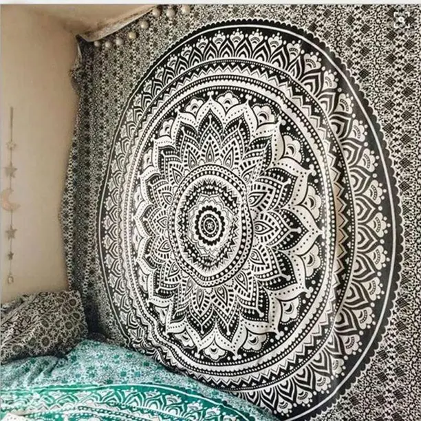 Promotional Custom Indian Bohemian Mandala Boho Hippie Polyester Digital Printed Wall Hanging Tapestry For Home Decor