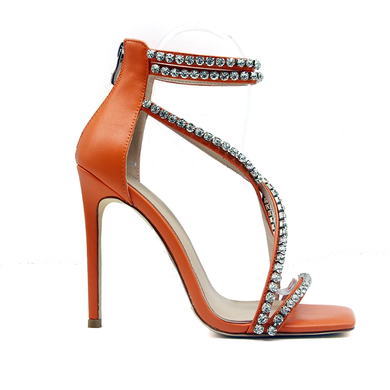 New Design  2021 Chengdu Factory  summer square toe lace up high heels sandals shoes for women and ladies