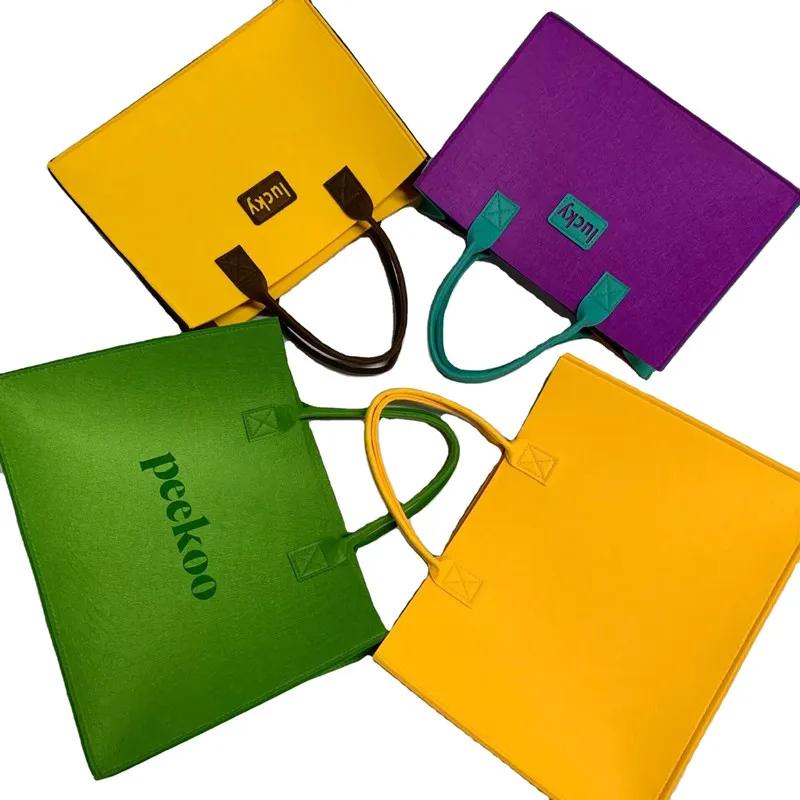Luxury Tote Office Felt Bags With Your Logo Large Shopping Bag Felt Tote For Party Green Recycled Felt Tote Bag