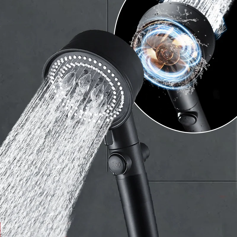 bathroom high pressure propeller vortex hydro turbofan 5-function water saving abs shower head  handheld with turbo fan booster