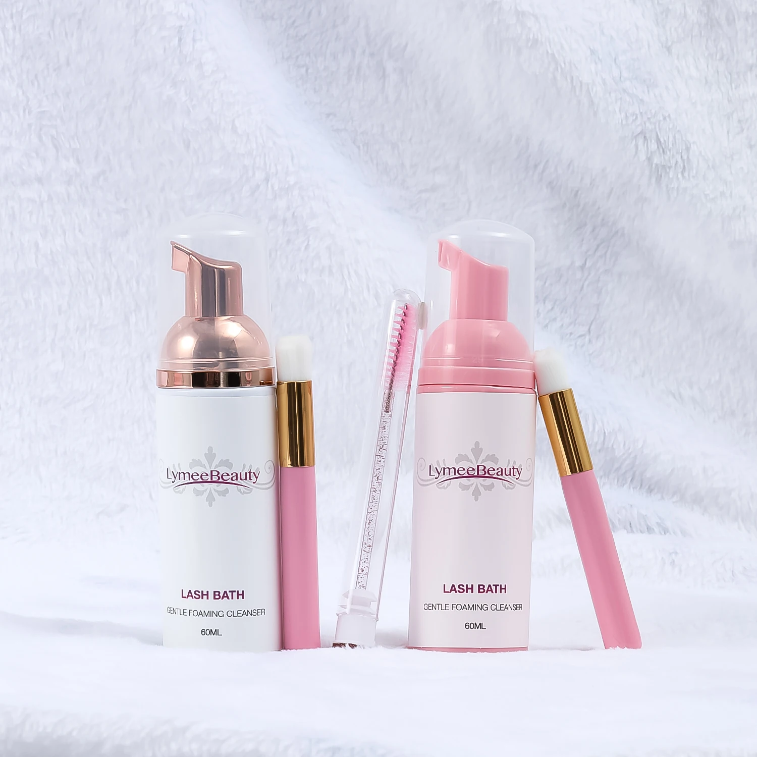 Tear Free Vegan Friendly lash cleanser shampoo Private Label Eyelash Extension Foam Cleanser With Brushes