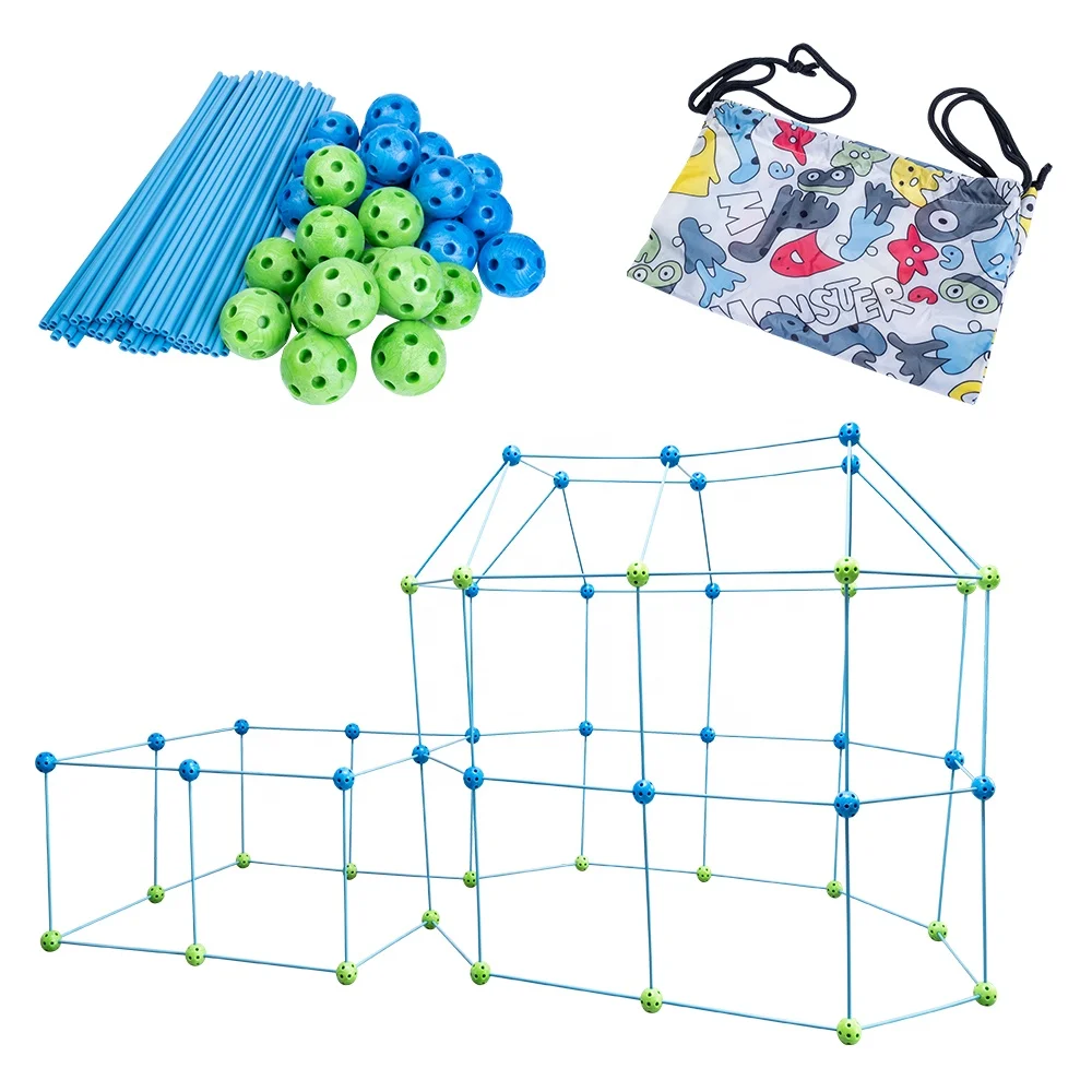 Crazy Fort Construction STEM Toys for 5 6 7 8 9 10 11 12 Years Old DIY 120 Pieces Ultimate Kids Fort Building Kit