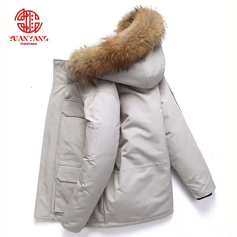 Warm Plus Velvet Thicken Windbreaker Parka Coats For Mens Custom Winter Windproof Fur Adults Men Thermal Soft Parka Jacket