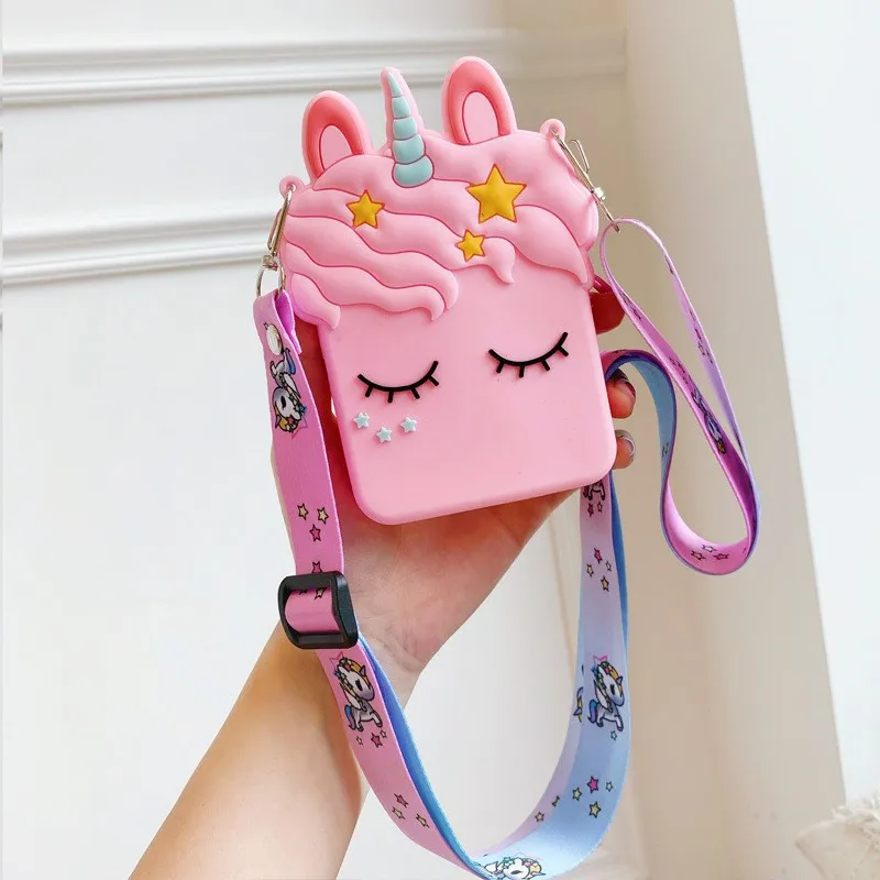 
Wholesale Waterproof Silicone Cartoon Cute INS Unicorn Coin Purse Zipper Money Purse Wallet Multi-funaction Cheap Storage Bag 