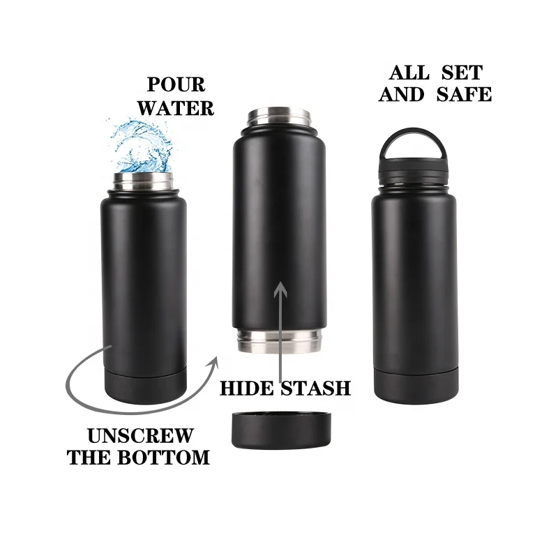 Diversion Safe Water Bottle Stainless Steel Tumbler With Vacuum And Bottom Storage with Patented