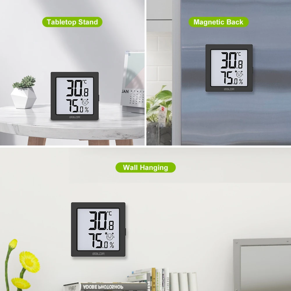 BLADR High Accuracy Thermometer Hygrometer Digital Mini Temperature Humidity Meter Indoor Magnet Attaching Home Thermometer