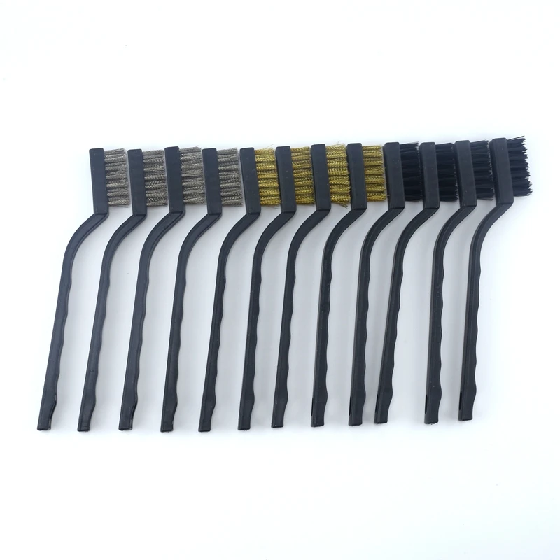 Mini stainless steel wire brush copper wire brush steel brush with plastic handle made in china