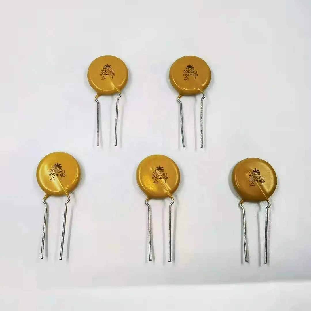 China ODM electronics components , yellow MOV 20mm  HVR20D561K zinc Oxide  Varistor for household appliances