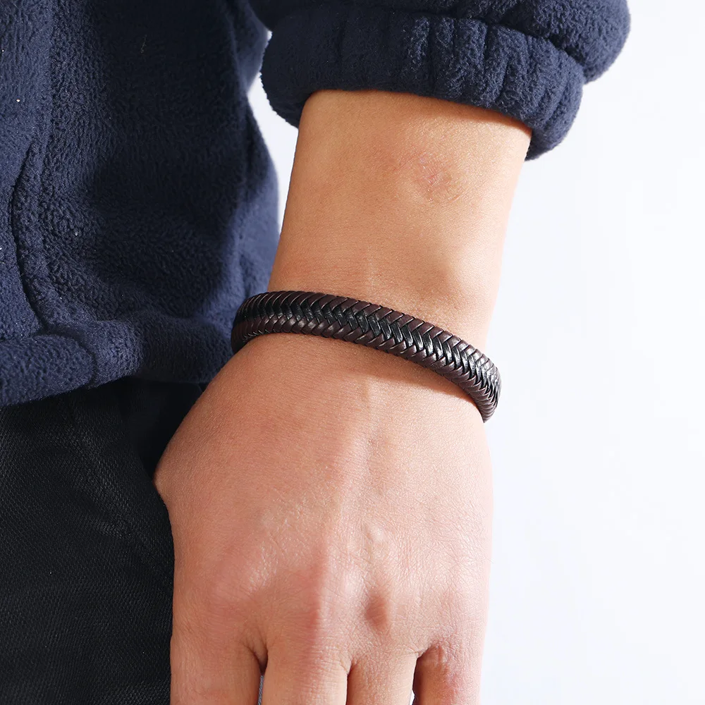 Popular Couple Bracelet Personalized Magnet Buckle Bracelet Vintage Multicolor Woven Leather Bracelet for Women Men