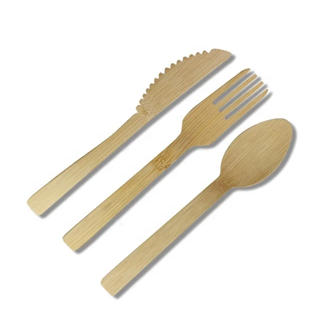 
Disposable bamboo cutlery set eco friendly bamboo fork spoon knife compostable 