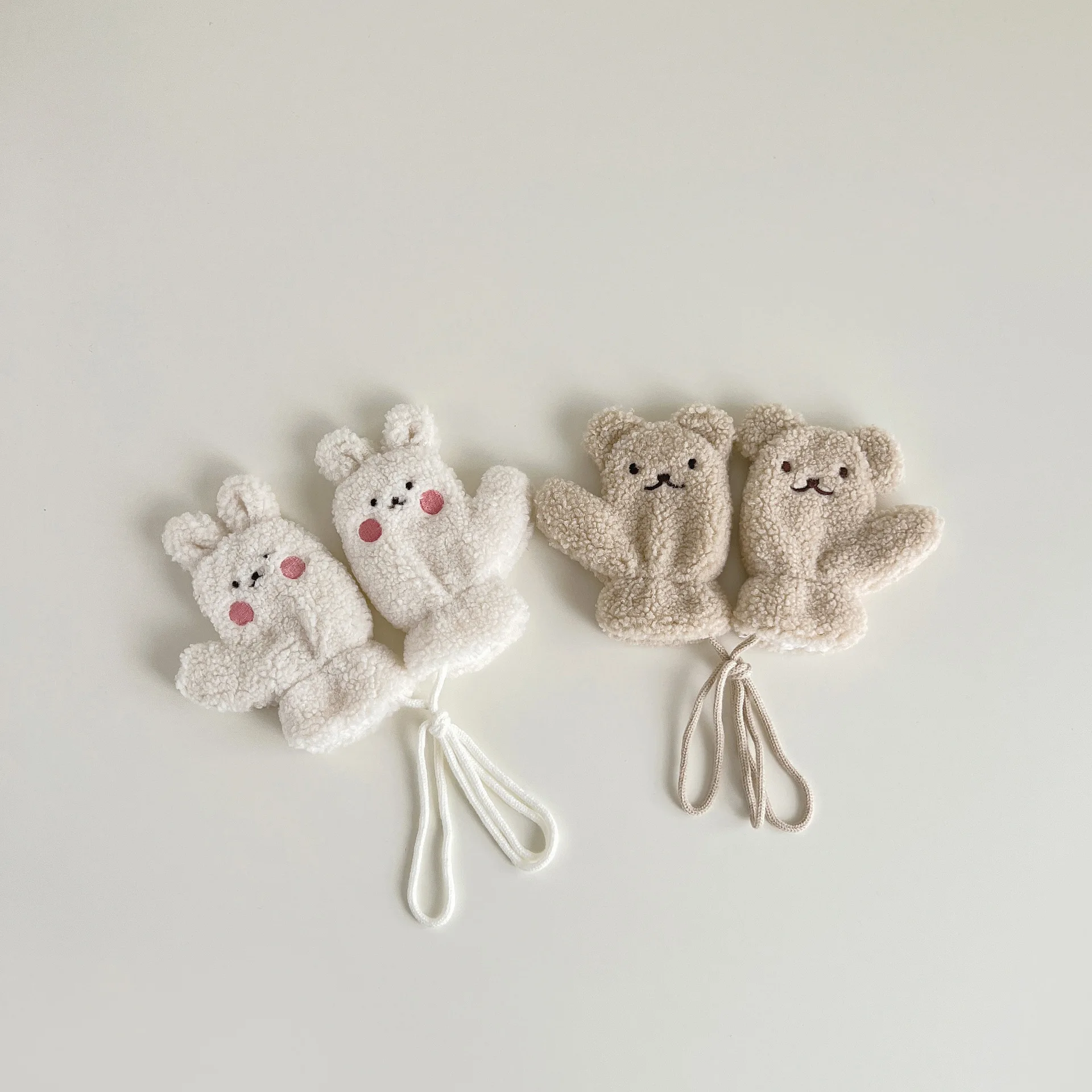 1-4y Baby Winter Thicken Mittens Cartoon Warm Kids Mittens with String