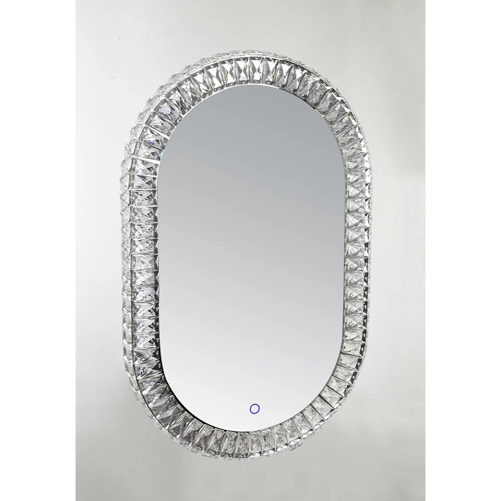 Egg Shape Wall Mounted Crystal LED Vanity Mirror for Home Deco & Make-up