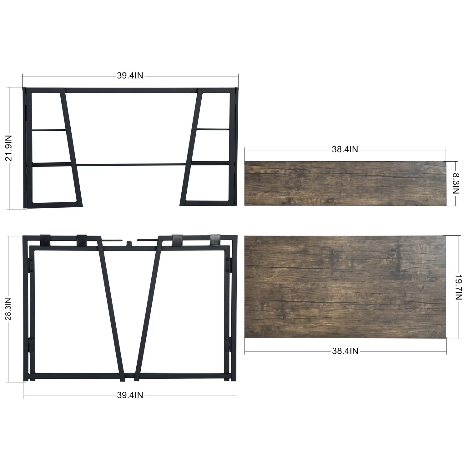 Full Assembled Portable PC Laptop Table Small Desk Space Saving Walnut Foldable Desk Folding Computer Desk with Hutch
