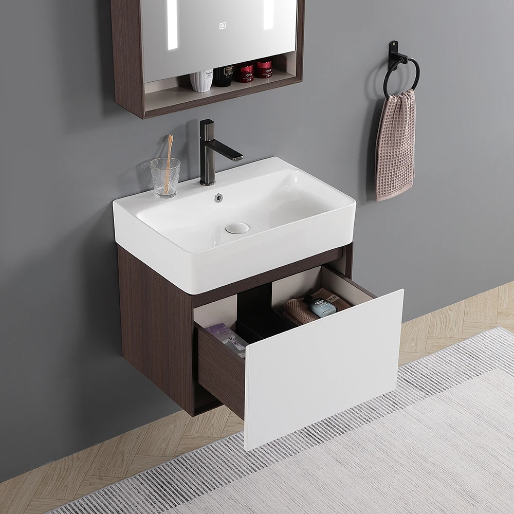 euro style wall hung mounted pvc cabinet vanities set small size bathroom vanity with mirror and basin