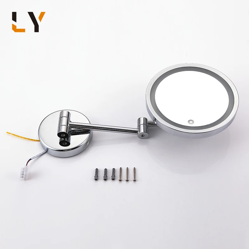 Family Magnify Stainless Steel Led Make Up Mirror Wall Mounting Mirror