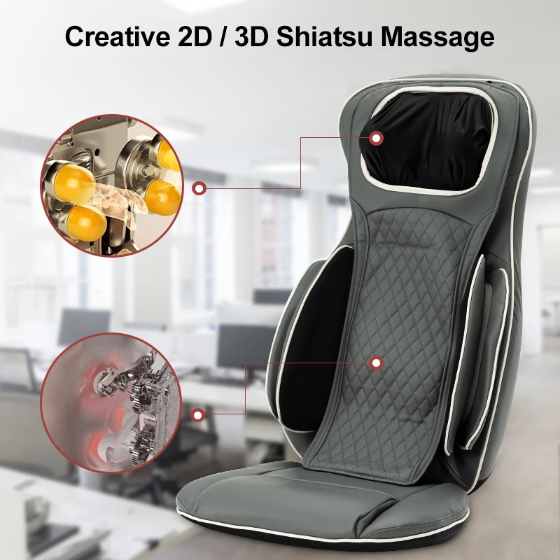 vibration shiatsu kneading heat cover heater portable neck and back massage seat pad chair car cushion massager for back pain