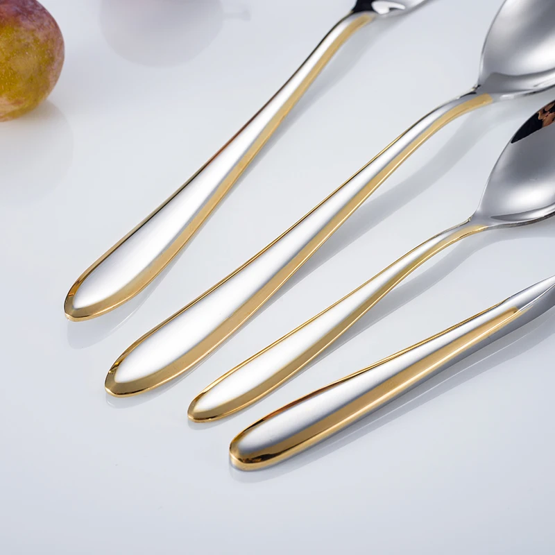 Wholesale Silverware Silver Flatware Set Dinner Spoons Restaurant Wedding Bulk Gold Stainless Steel Cutlery Sets 4 Pieces
