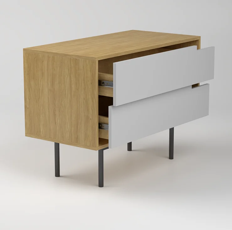 High End Luxury Free Standing Large Drawers Storage Night Stands Table Metal Legs Wood Bedroom Bedside Table