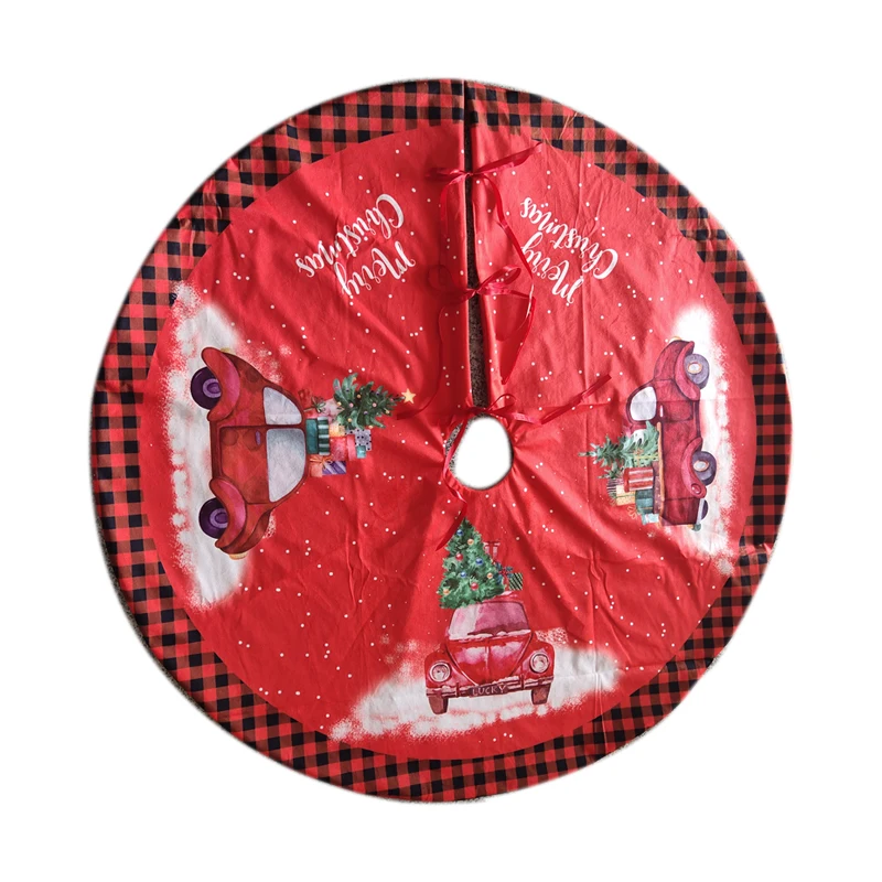 customized red printing pattern christmas tree skirt party decoration