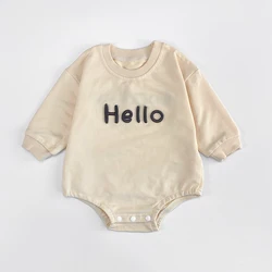 Customized HELLO Embroidery Print Baby Girl Boy Romper Short Sleeve Summer Newborn Bodysuit