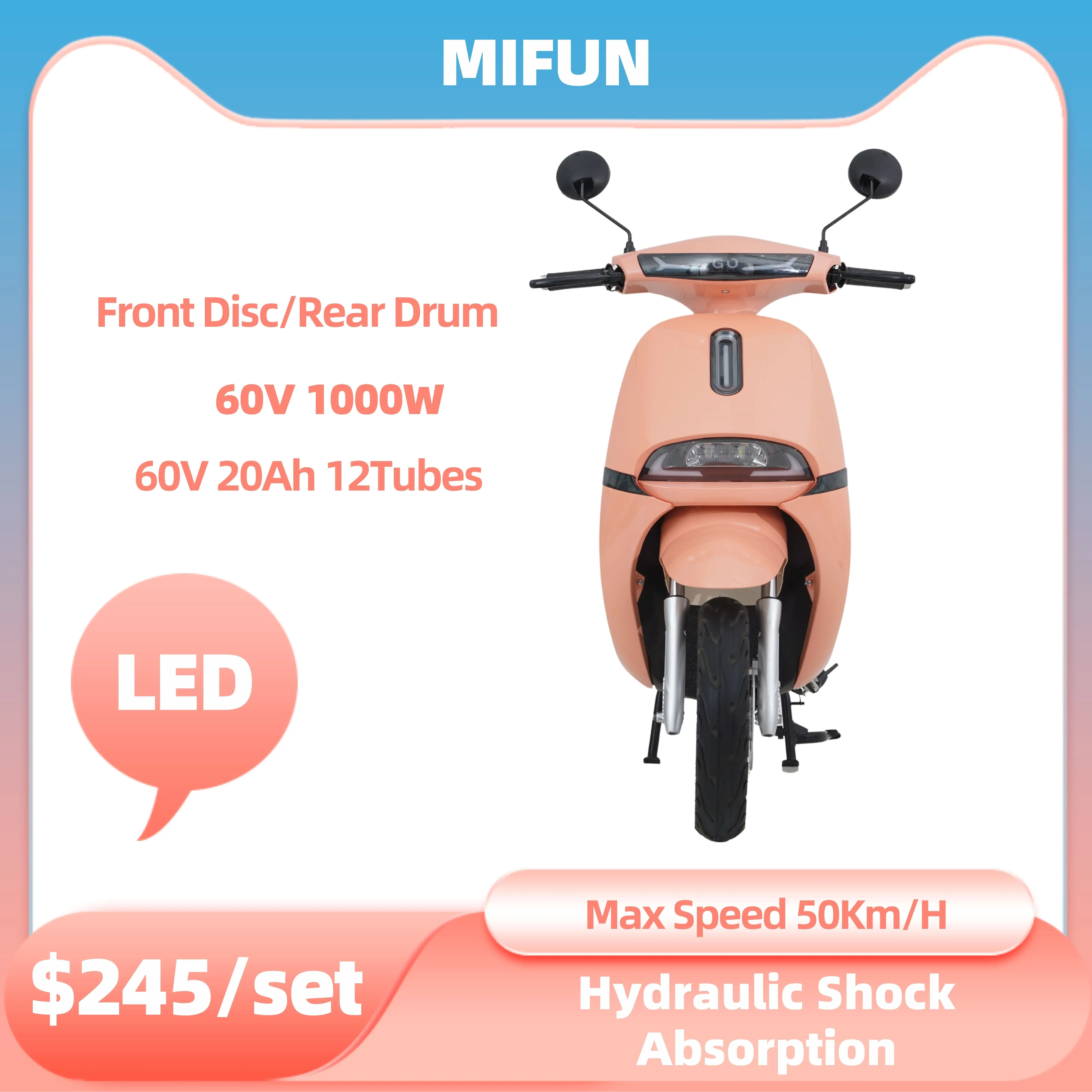 China mew design popular 1000W city coco safety motorcycle electric scooter for adults