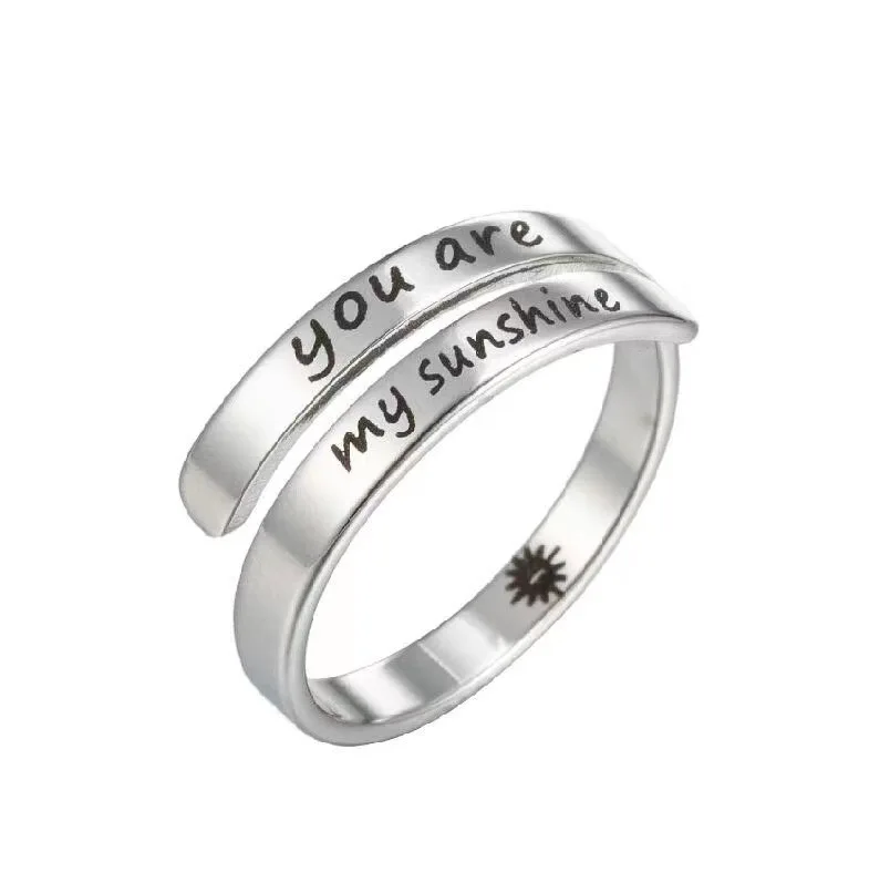 Custom Non Tarnish Silver 18K Gold Plated Stainless Steel Classic Engraved Hope Faith Love I Am Enough Rings Jewelry for Women