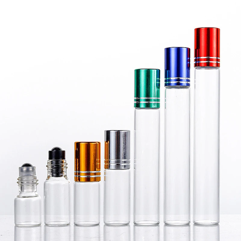 Mini Glass Roller Bottles 1ml 2ml 10ml 15ml Empty Vials Essential Oil Roll on Bottles with Stainless Steel Roller Ball