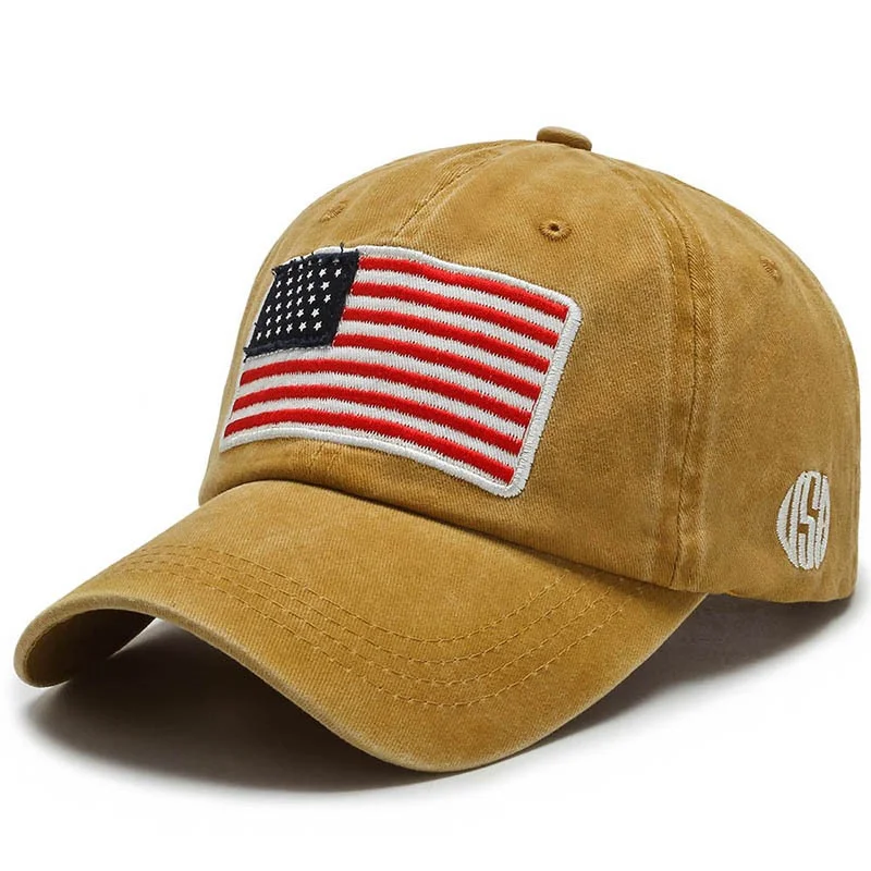 Wholesale Men Woman Baseball Caps Adjustable Embroidered Flag Baseball Cap American Cotton Sun Hats Unisex Solid Color Visor