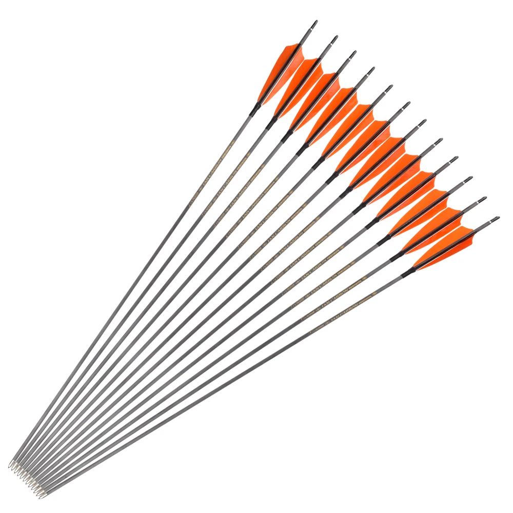 3K Camo Weave Carbon Hunting Arrow With Turkey Feather For Recurve Traditional Bow