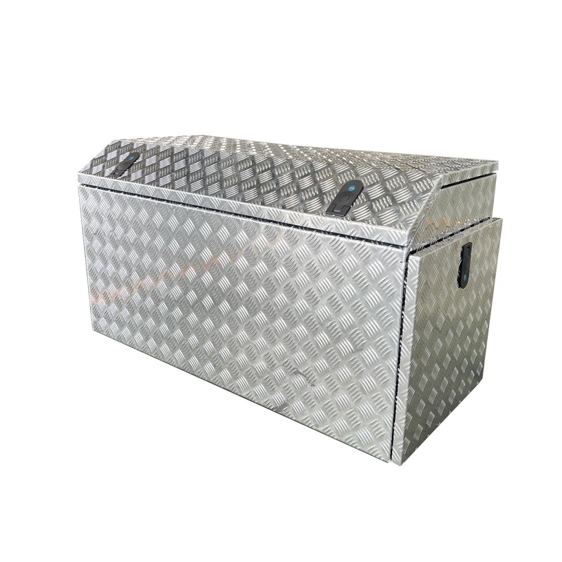 Custom Aluminum Bar Tread Tool Truck Storage Organizer Box for Trailer Toolbox with two doors