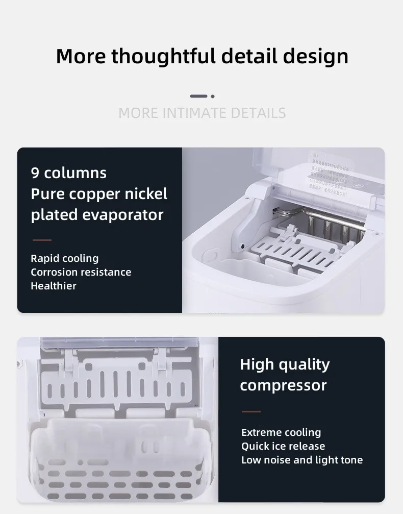 Popular Portable 1.5L Ice Cube Makers Fast Ice Maker Making Machine for Home/Office/Bar