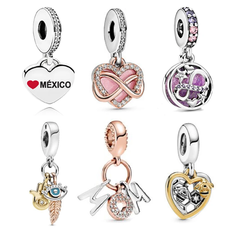 Hot Selling 925 Sterling Silver Mom Letters Pendant Mexican charms Pendant  for Bracelet and Necklace women DIY Jewelry