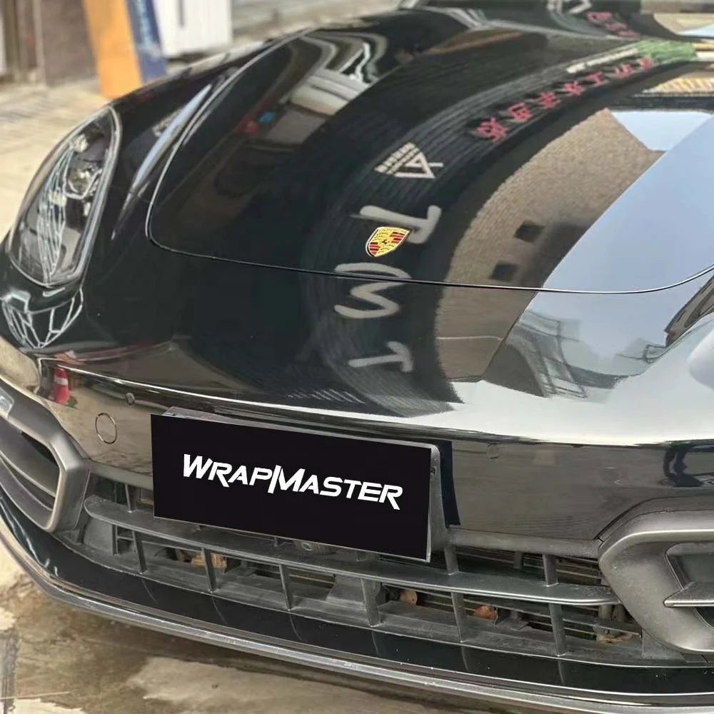 WRAPMASTER 1.52*17m Gloss PET Santorini Black Anti Scratch Car Sticker For Sale Black Vinyl Car Wrap Roll
