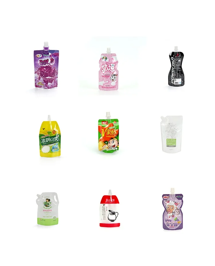 Customized Printing Moisture Proof Energy Drink Yogurt Plastic Packaging Bag Suction Standup Pouch Spout Bag for Beverage