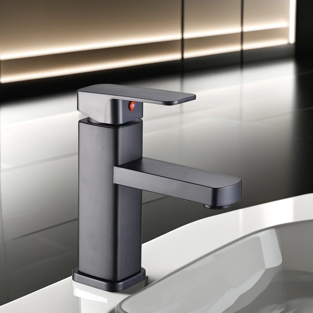 Single-Handle Modern Stainless Steel and Plastic ABS Basin Faucet Hot and Cold Mixers Ceramic Valve Core Bathroom Faucet