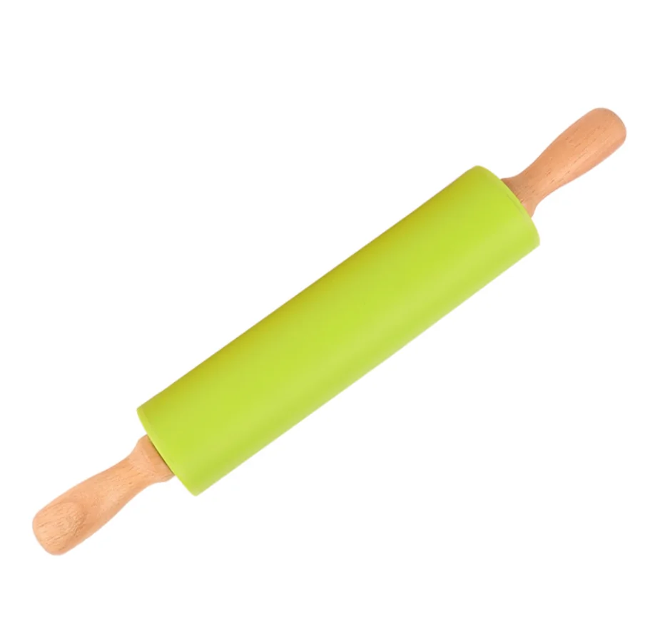 Dough Roller for Pizza, Cookie with Wooden Handle Silicone Rolling Pin