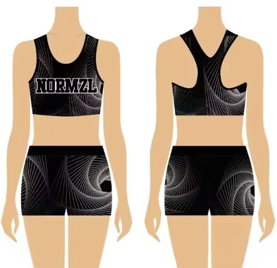 breathable comfortable practice wear crop top and short cheerleading uniform bra and short for team