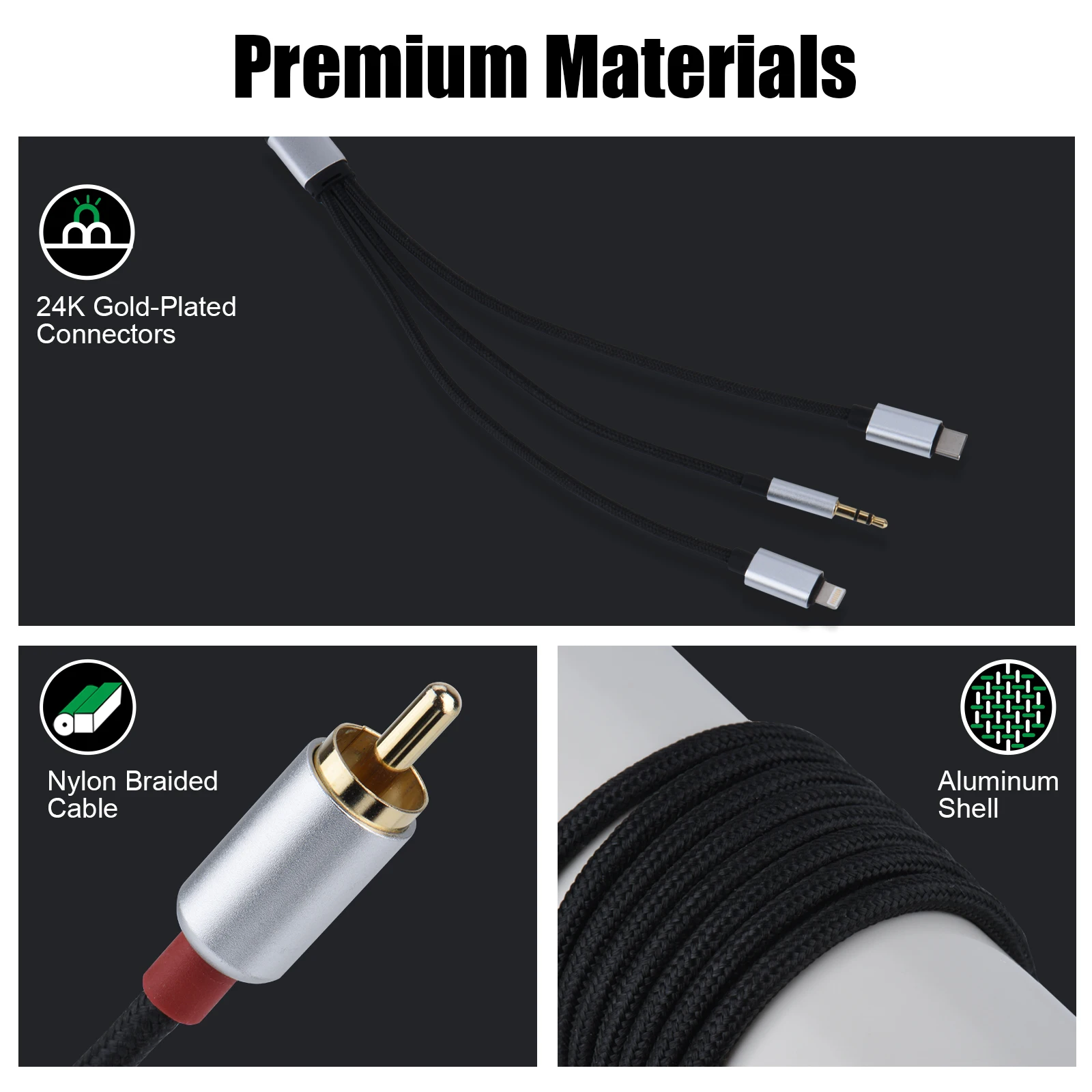 Wholesale 3.5mm Jack to 2RCA Speaker Cable Wholesale AUX Connector RCA to 3.5 mm to 2 RCA Audio Cable