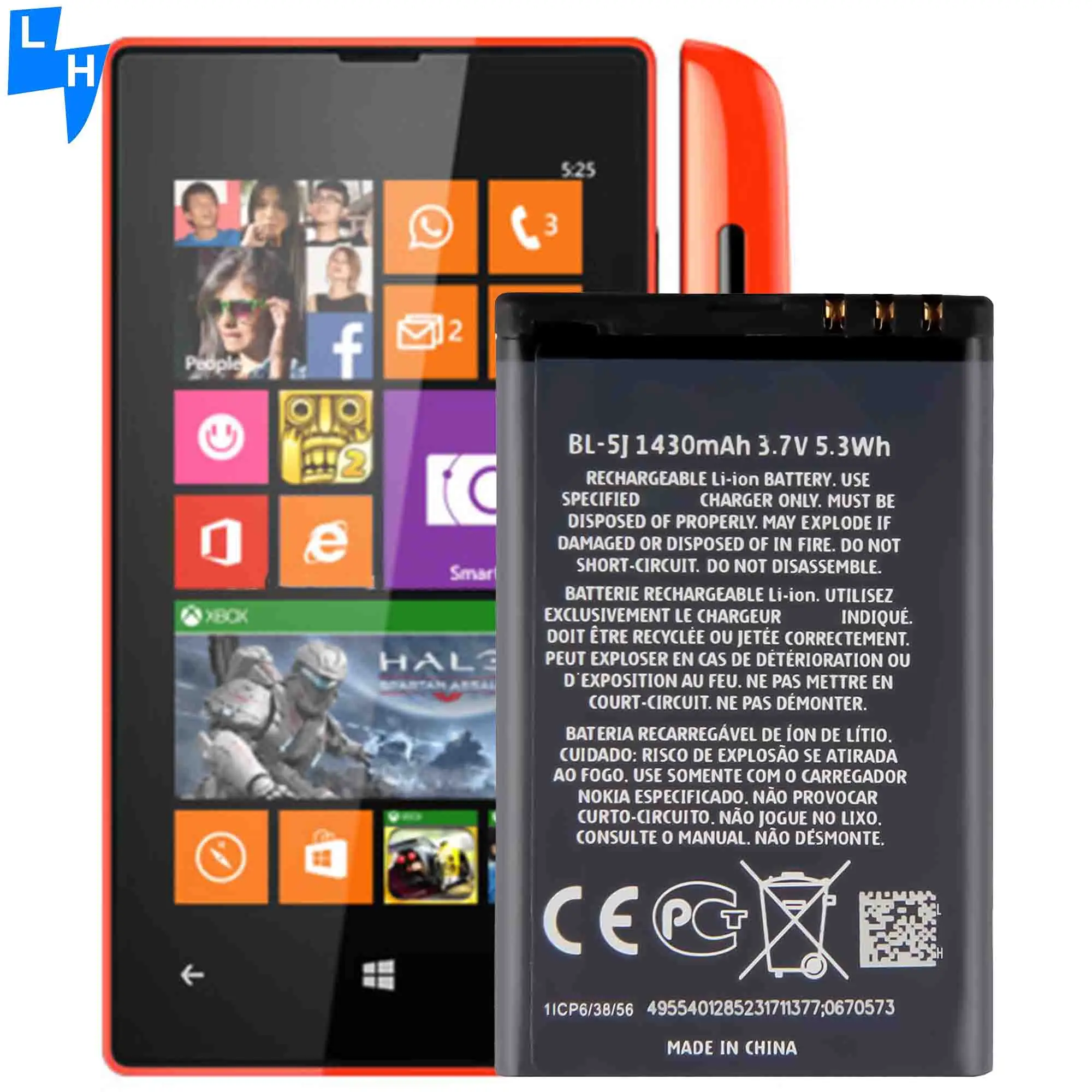 BL-5J 1320mah Li-ion compatible mobile phones battery for nokia N900 5800 5230