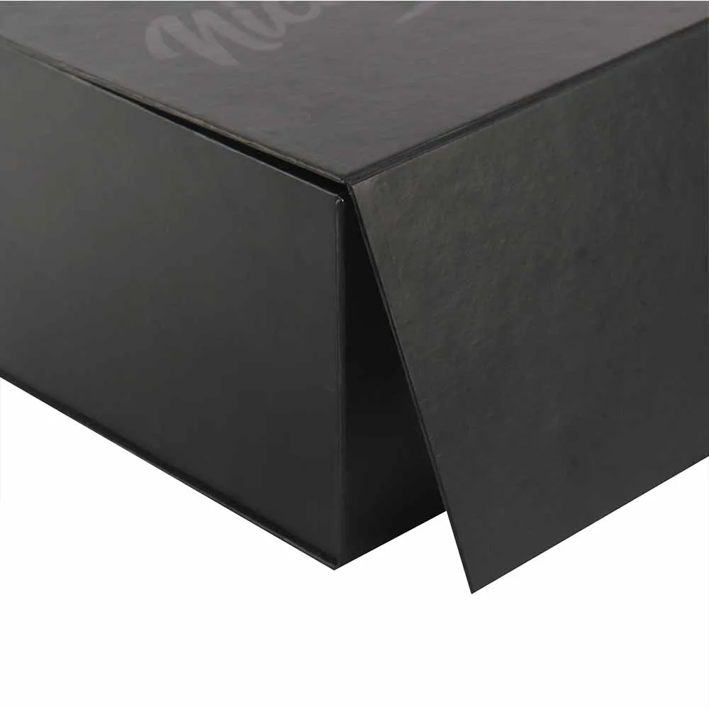 Custom Flat Shipping Magnetic Closure Black Foldable Gift Box Paper Packaging Boxes For Storage Tea Cloth Shoes