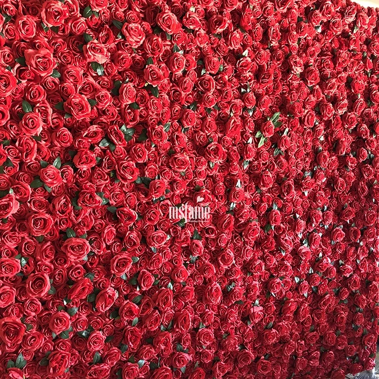 Decorative Flowers Wreaths and Plants Red Roses Artificial Flowers Panel Home Decoration Wedding Flower Wall Backdrop