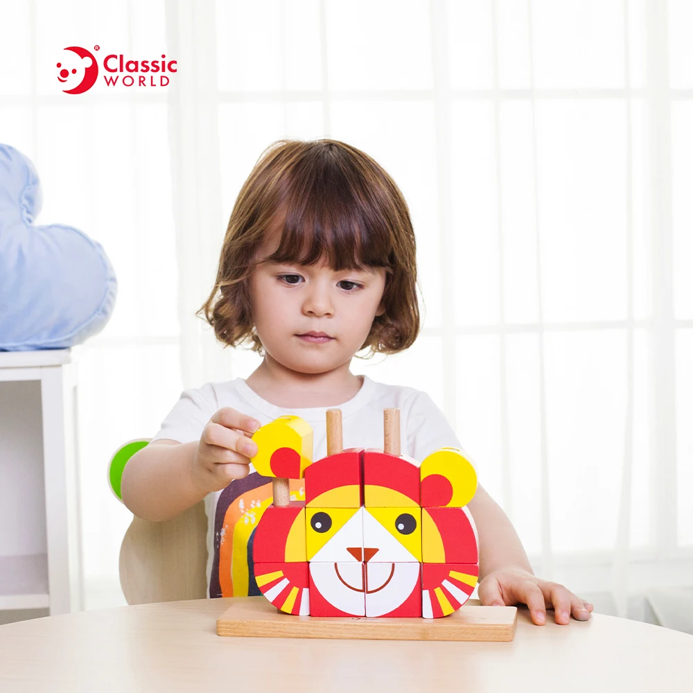 Factory Direct Sales Children Educational 2020 Wooden Lion Uni Blocks Toys