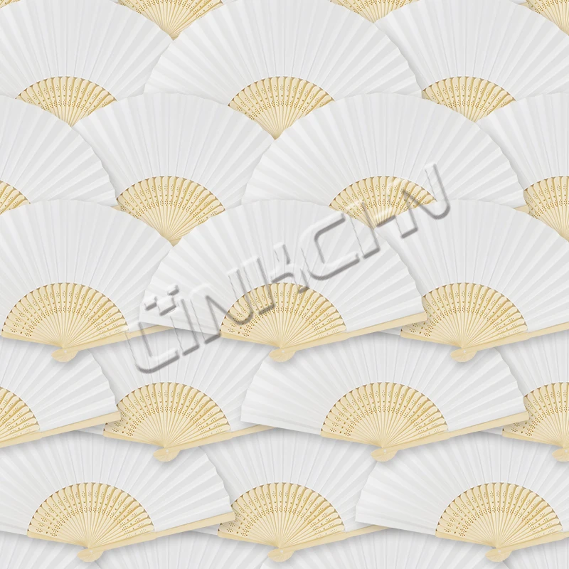 Ready to ship customized bamboo paper fans for wedding
